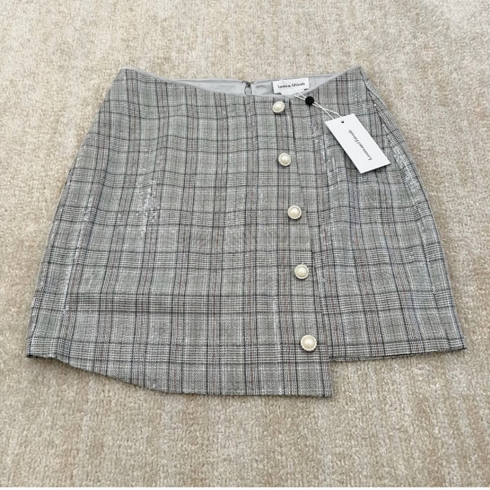 Lovers + Friends Gray Plaid Mini Skirt
